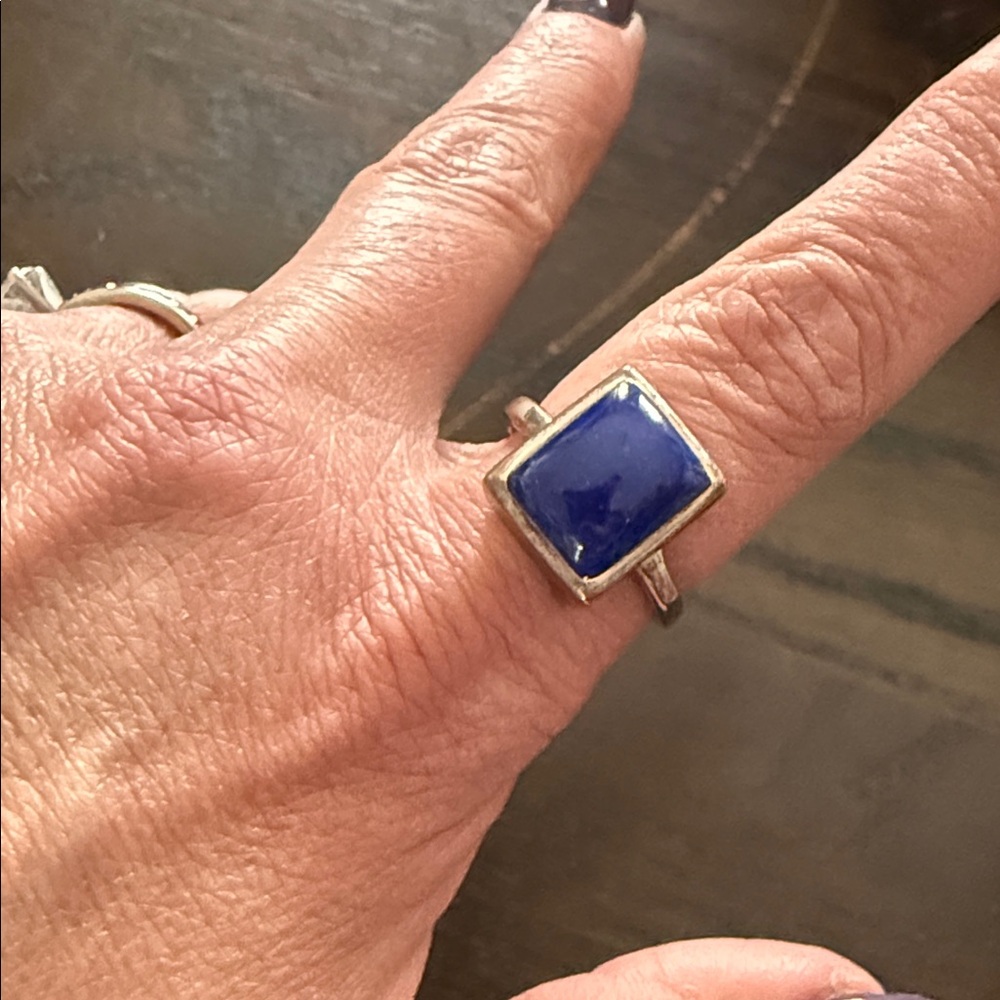 Lapis Lazuli Sterling Silver Square Ring - Women Jewelry size 9 1/2